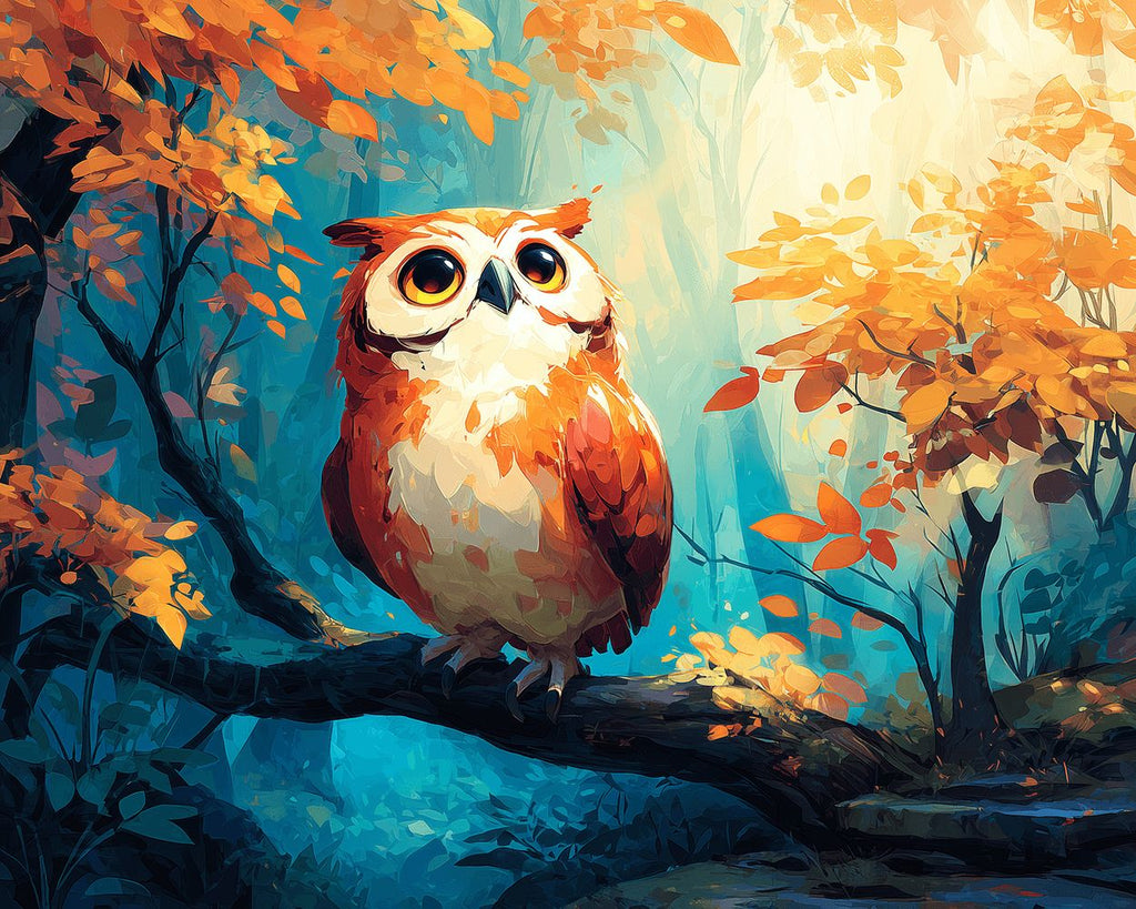 Búho en el Bosque de Otoño Pintar por Números