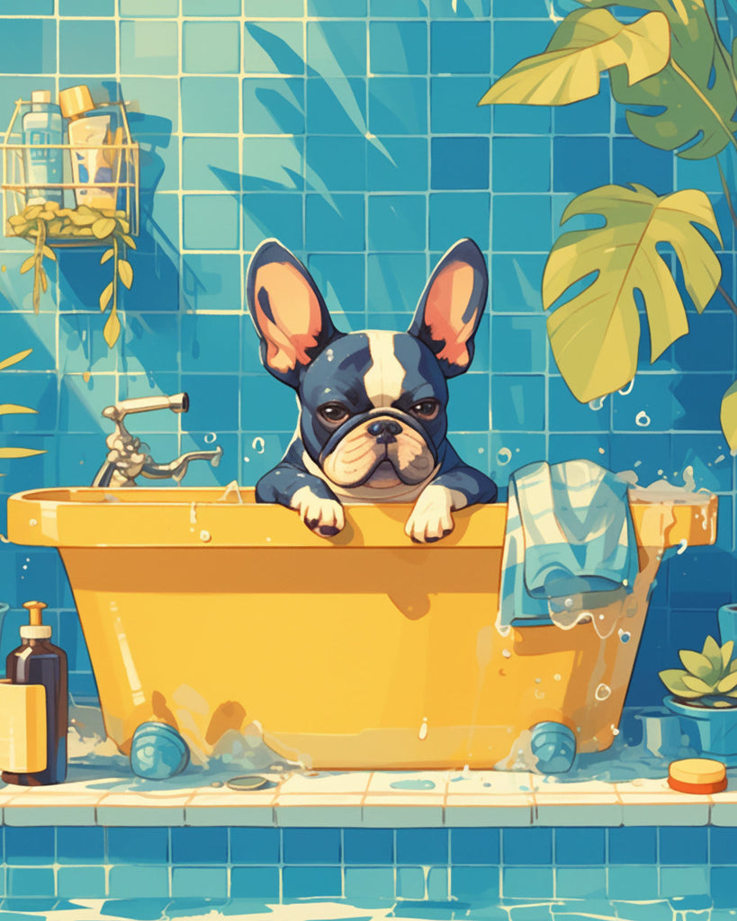 Bulldog en Bañera Pintar por Números