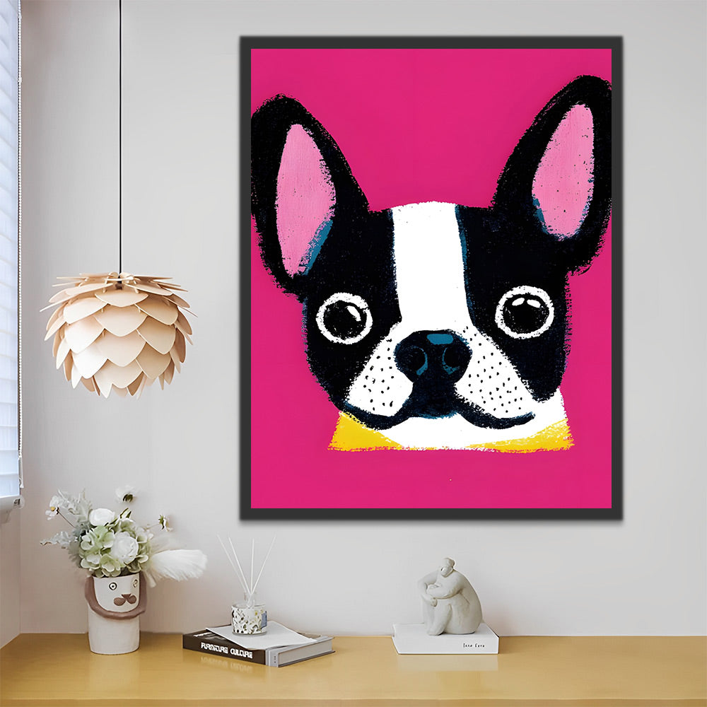 Bulldog Lindo con Fondo Rosado Pintar por Números