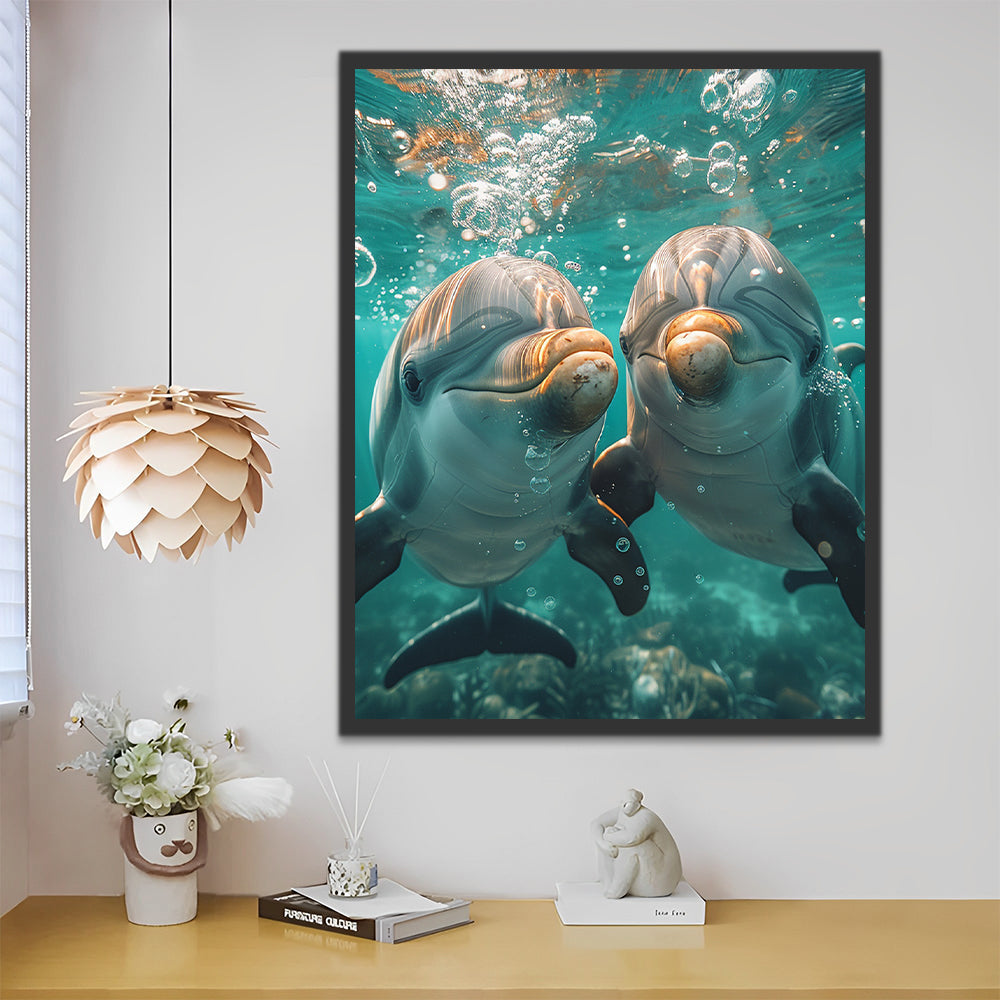 Burbujas y Dos Delfines en el Mar Pintar por Números