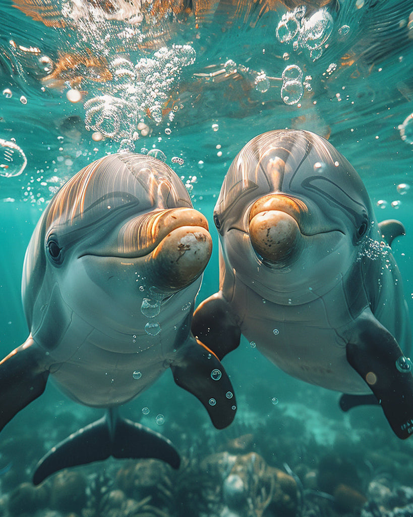 Burbujas y Dos Delfines en el Mar Pintar por Números