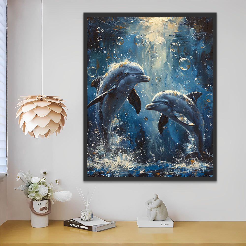 Burbujas y Dos Delfines Pintar por Números