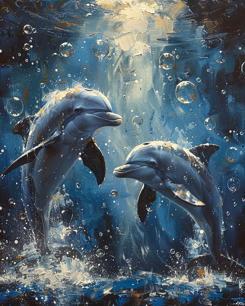 Burbujas y Dos Delfines Pintar por Números