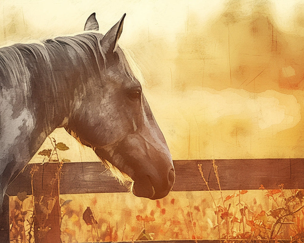 Caballo Blanco y Negro en Otoño Pintar por Números