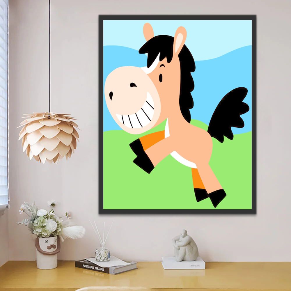 Caballo Feliz con Sonrisa Pintar por Números Niños