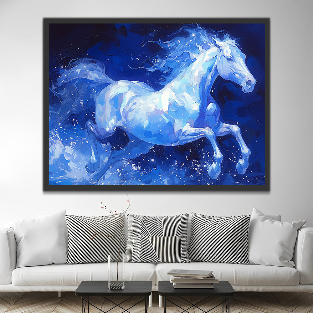 Caballo Hermoso Azul Claro Corriendo Pintar por Números