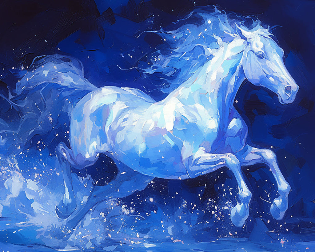 Caballo Hermoso Azul Claro Corriendo Pintar por Números