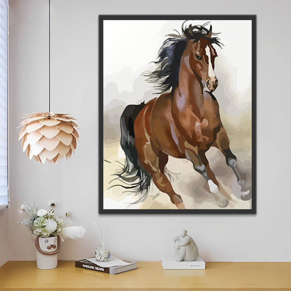 Caballo Marrón con Melena Negra Corriendo Pintar por Números