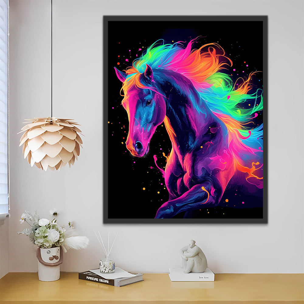 Caballo Morado con Melena de Colores Brillantes Pintar por Números