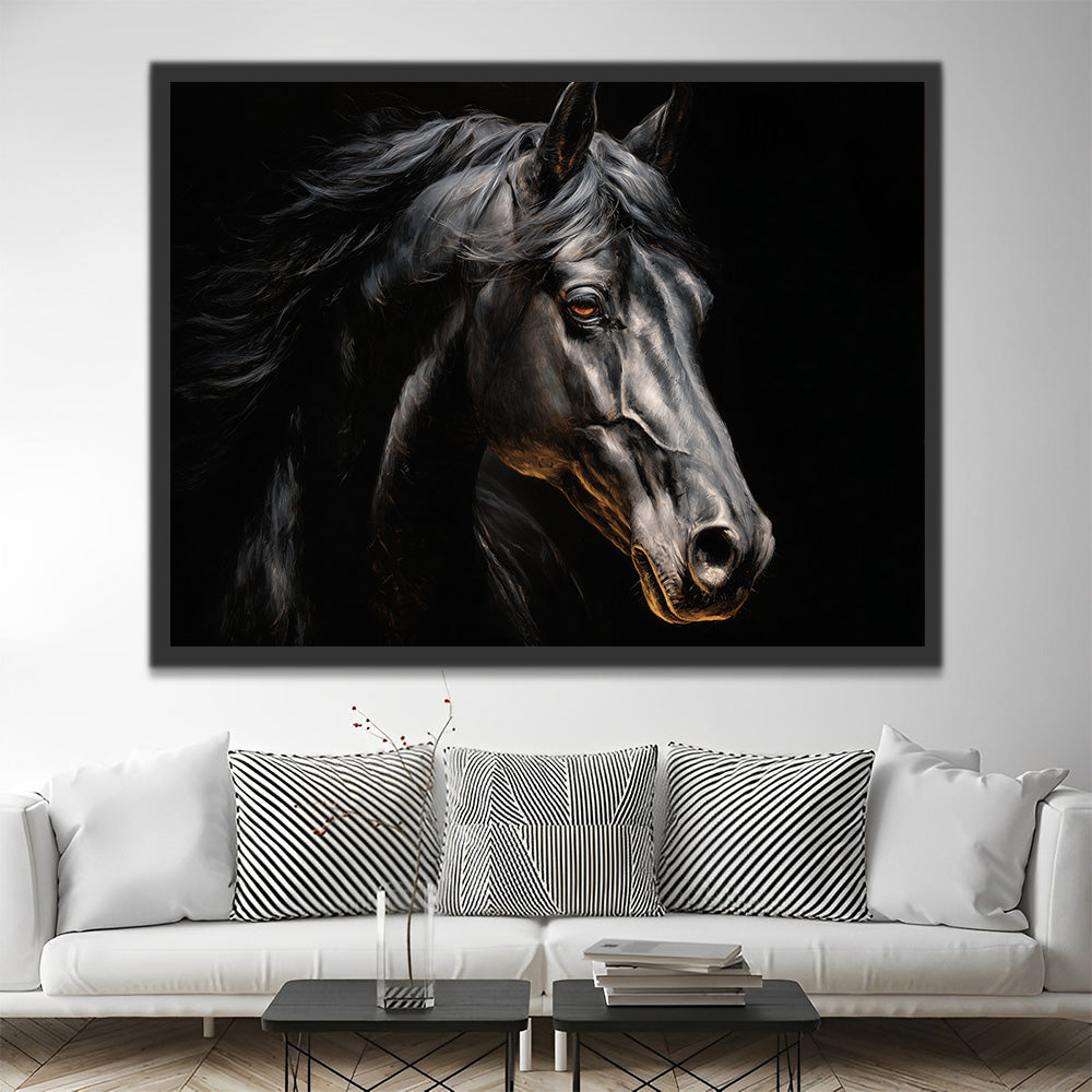 Caballo Negro en la Oscuridad Pintar por Números