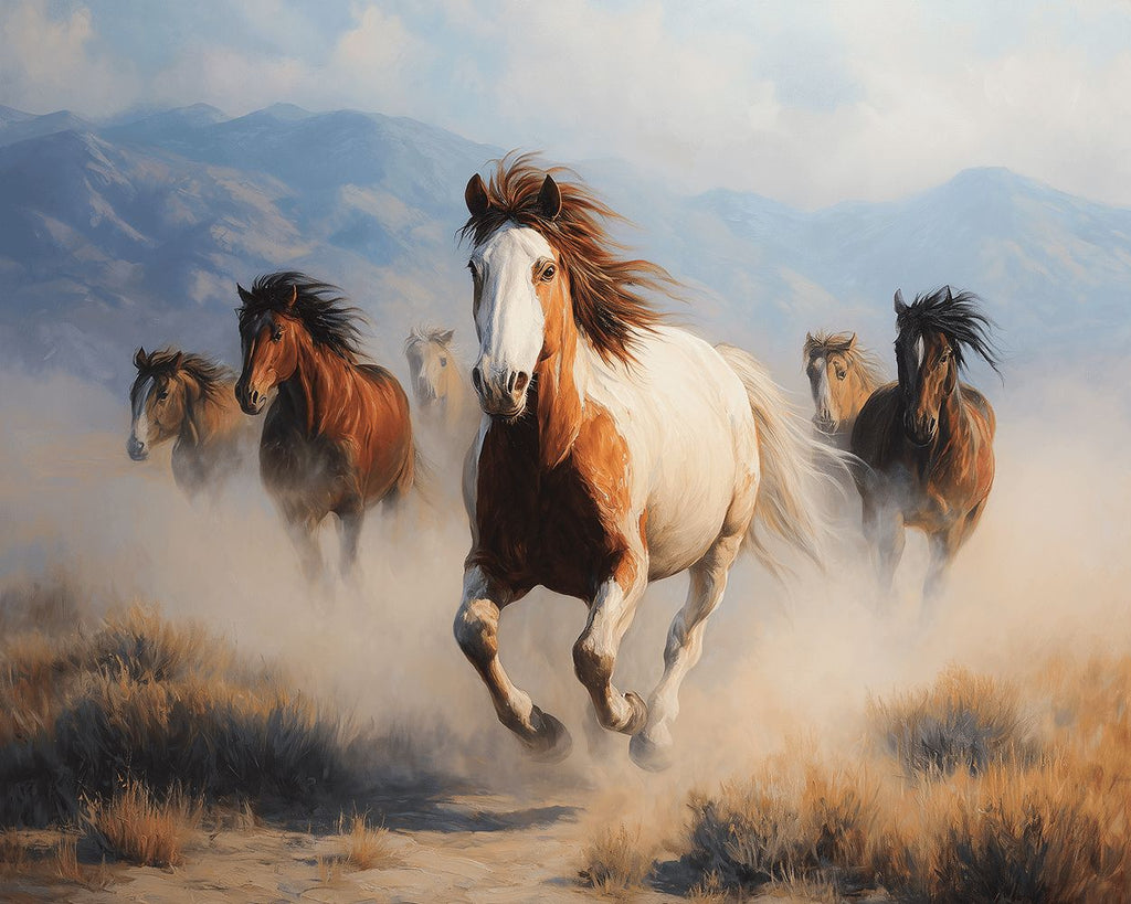 Caballos Corriendo y Levantando Polvo Pintar por Números