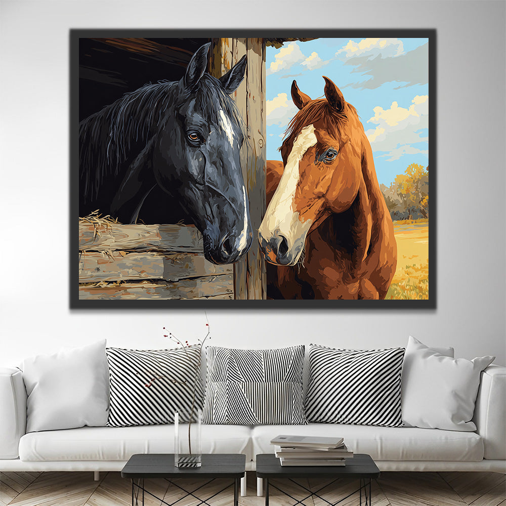 Caballos Negros y Marrones Pintar por Números