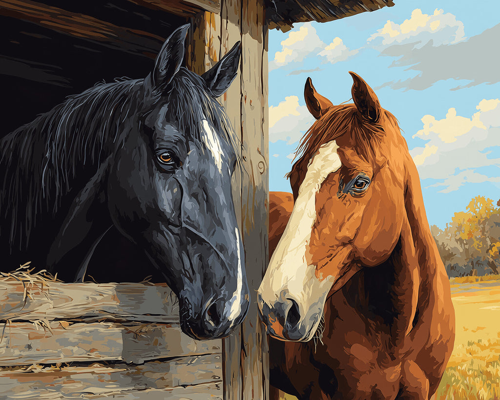 Caballos Negros y Marrones Pintar por Números
