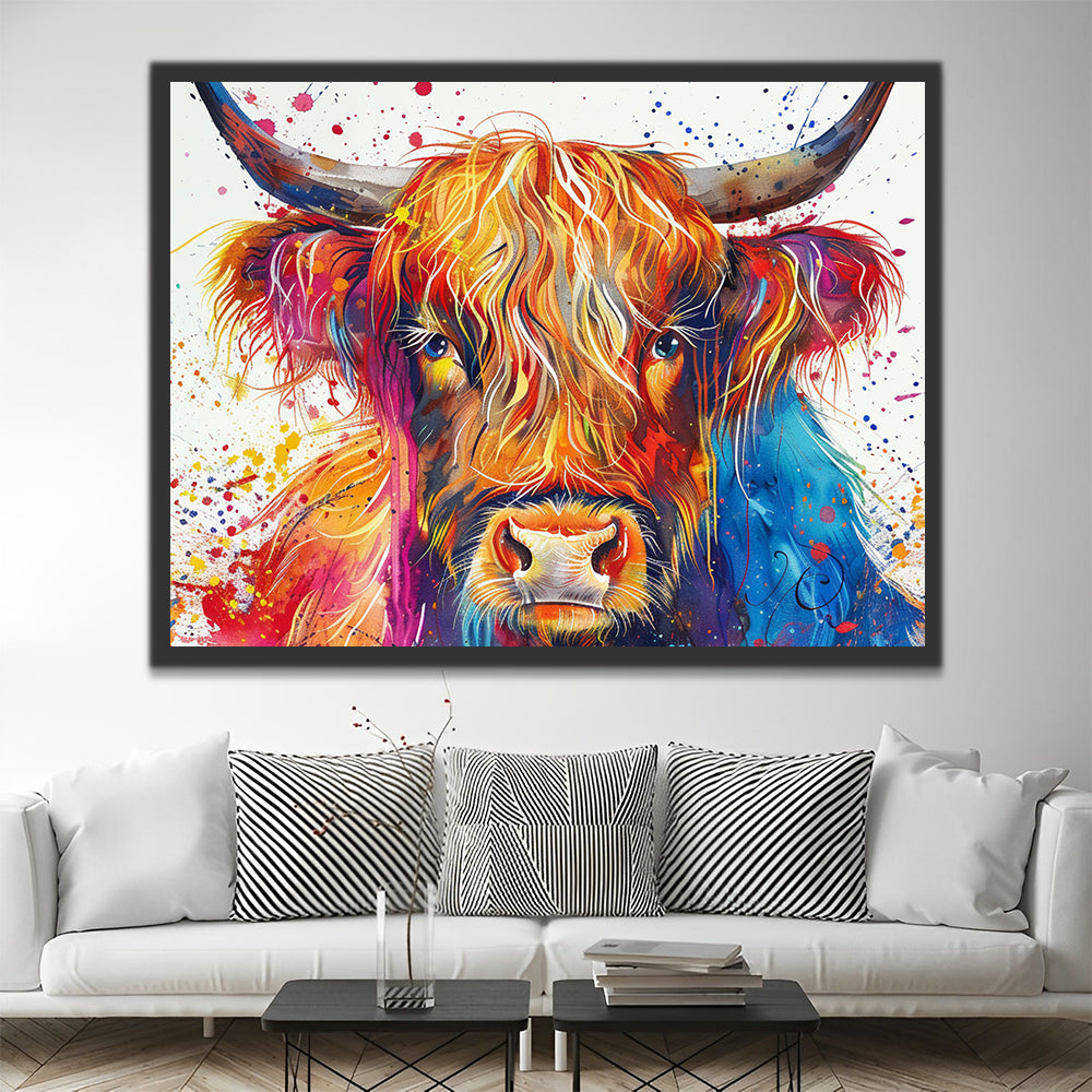 Cabeza Colorida de Vaca de las Tierras Altas Pintar por Números