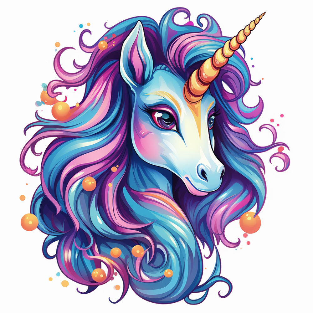 Cabeza de Unicornio con Melena Azul y Morada Pintar por Números