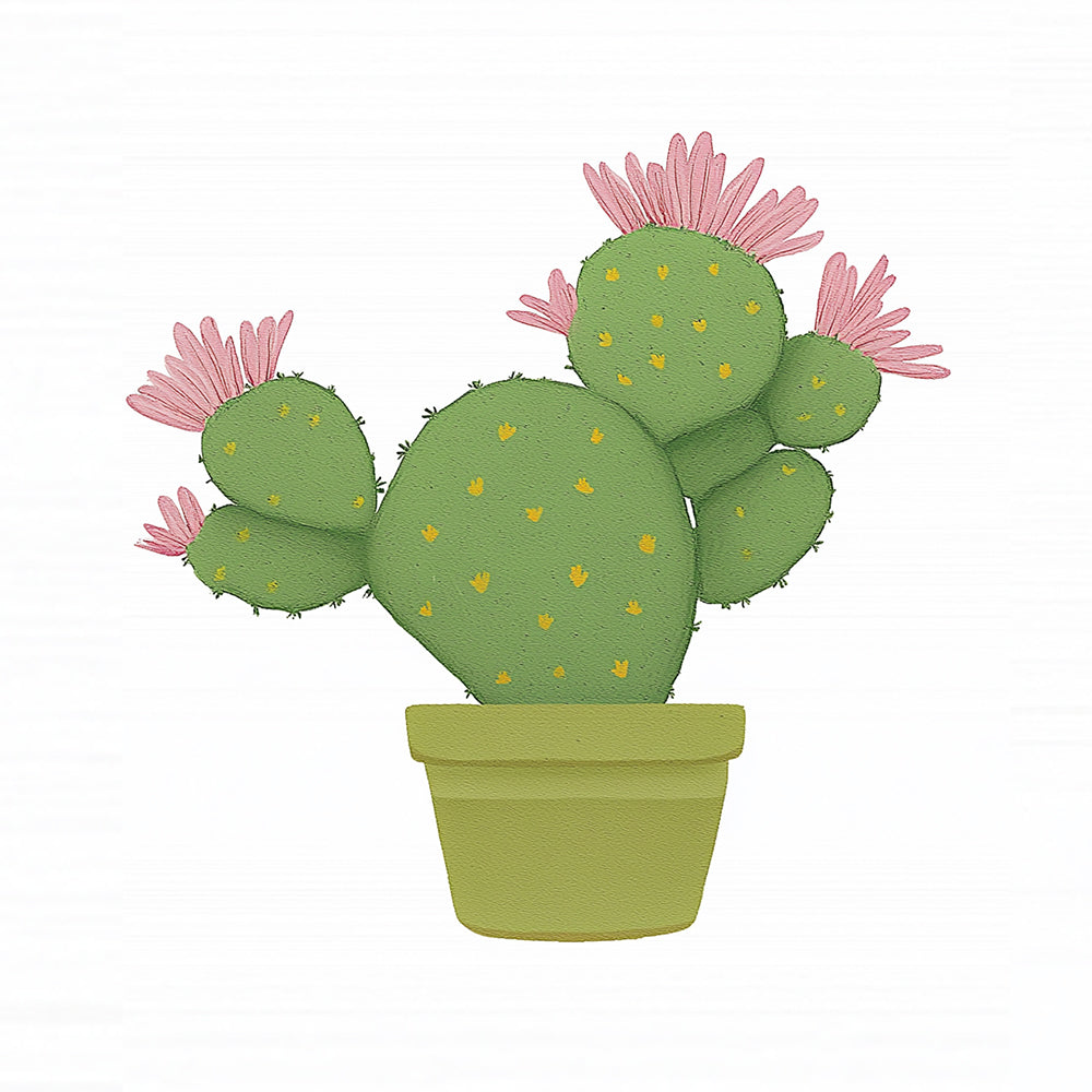 Cactus con Flores Rosas Mini Pintar por Números