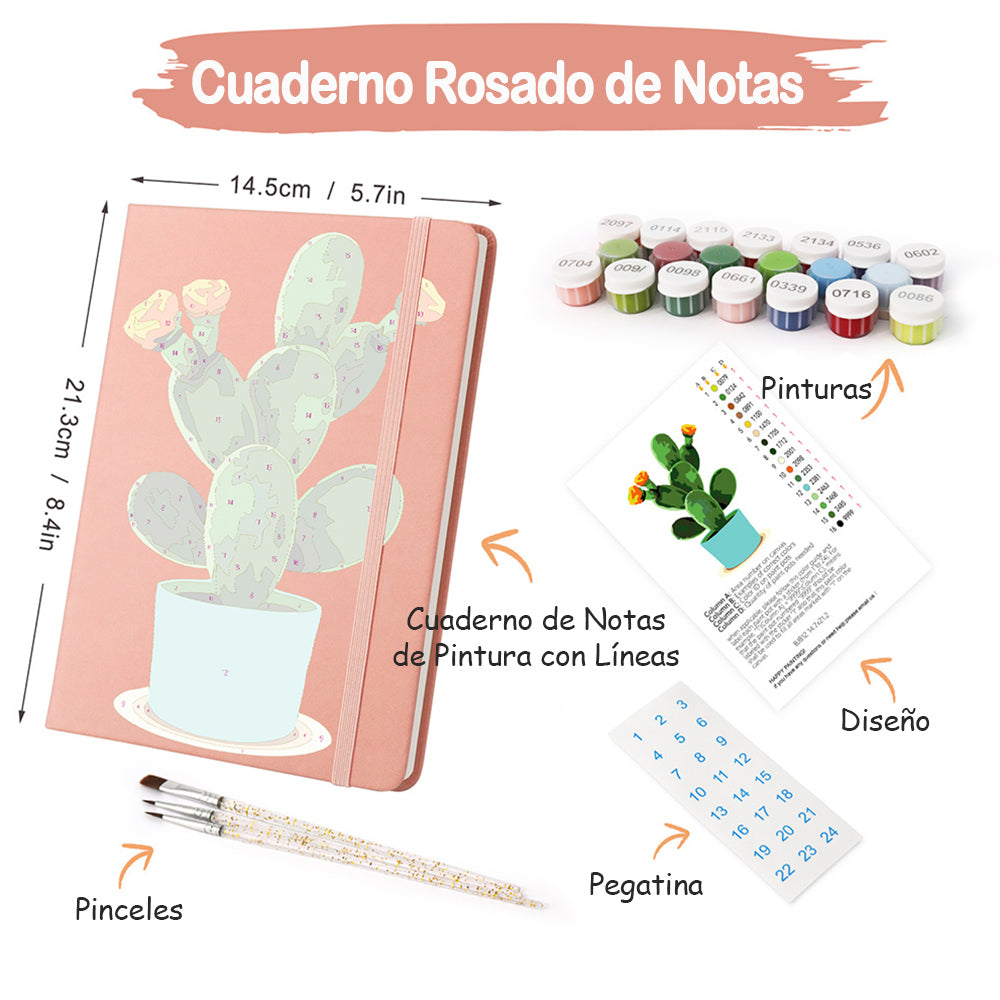 Cactus en Flor en Maceta Cuaderno Pintar por Números