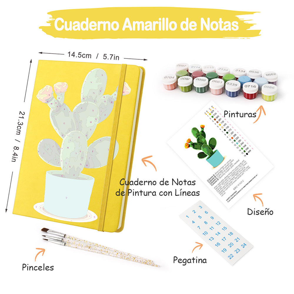 Cactus en Flor en Maceta Cuaderno Pintar por Números