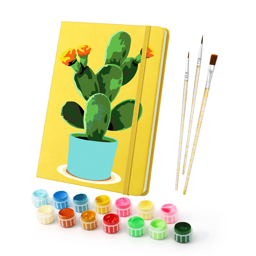 Cactus en Flor en Maceta Cuaderno Pintar por Números