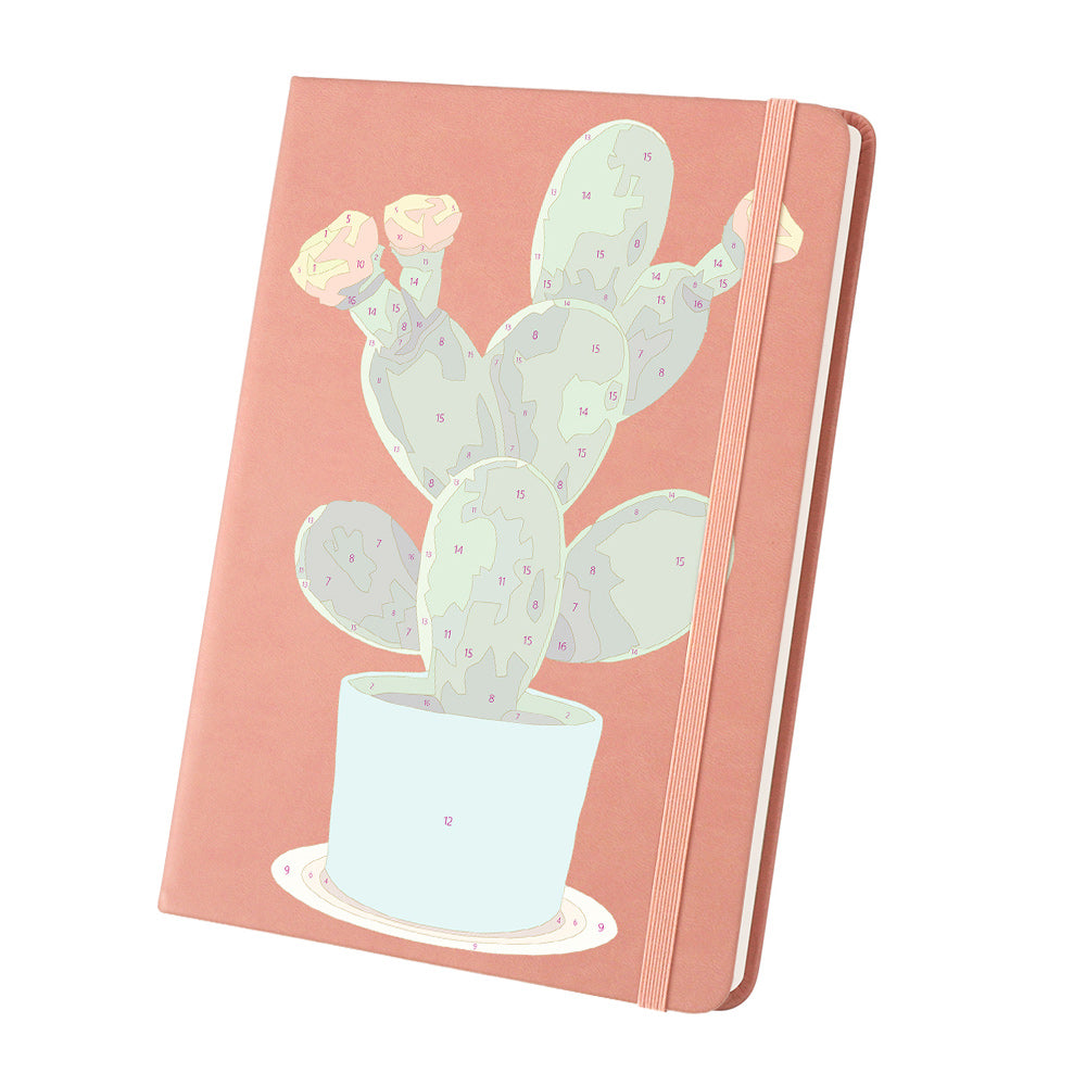 Cactus en Flor en Maceta Cuaderno Pintar por Números