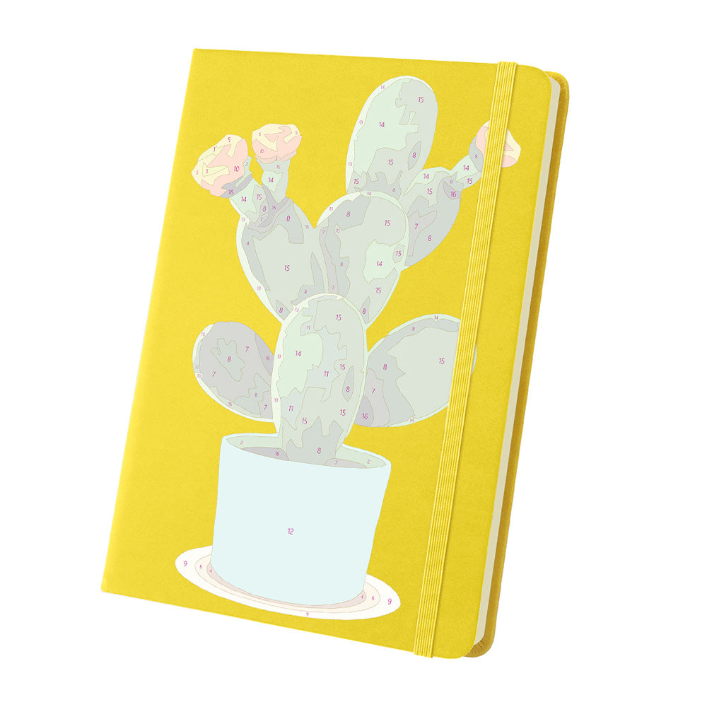Cactus en Flor en Maceta Cuaderno Pintar por Números