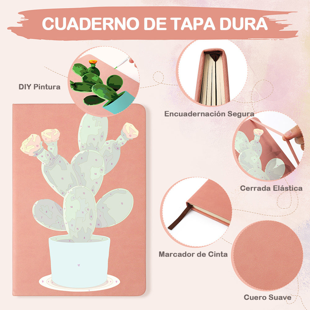 Cactus en Flor en Maceta Cuaderno Pintar por Números