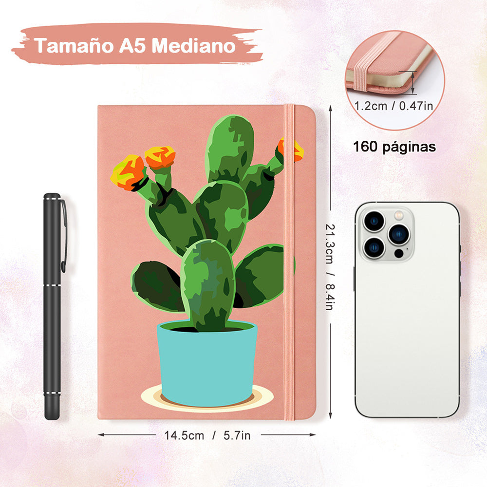 Cactus en Flor en Maceta Cuaderno Pintar por Números
