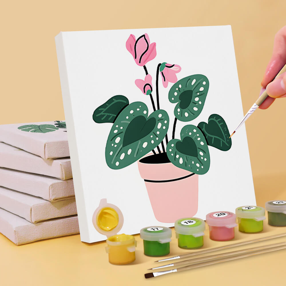 Cactus y Plantas Verdes en Macetas 6 Partes Mini Pintar por Números