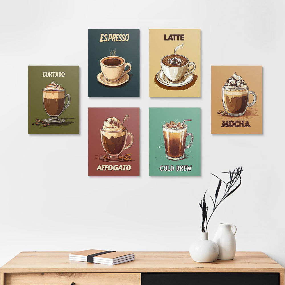 Café de Varios Sabores 6 Partes Mini Pintar por Números