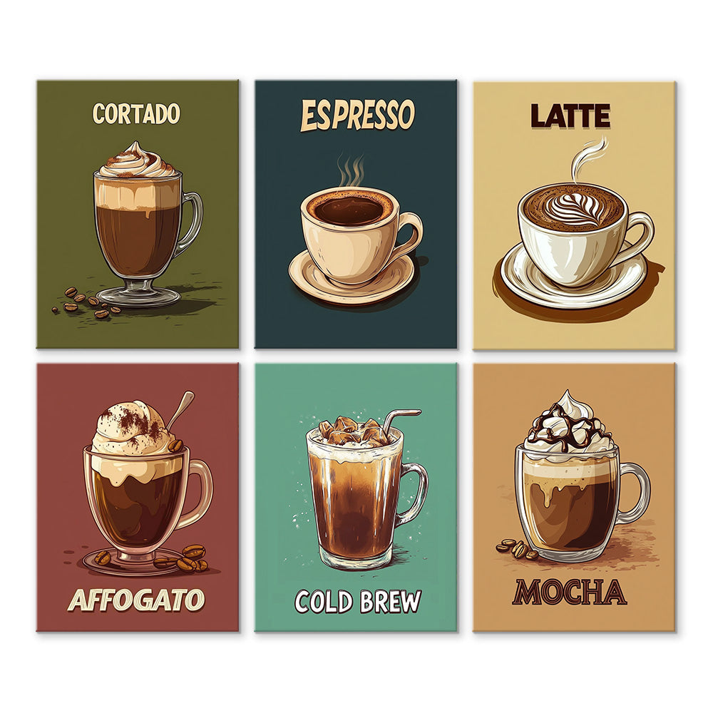Café de Varios Sabores 6 Partes Mini Pintar por Números