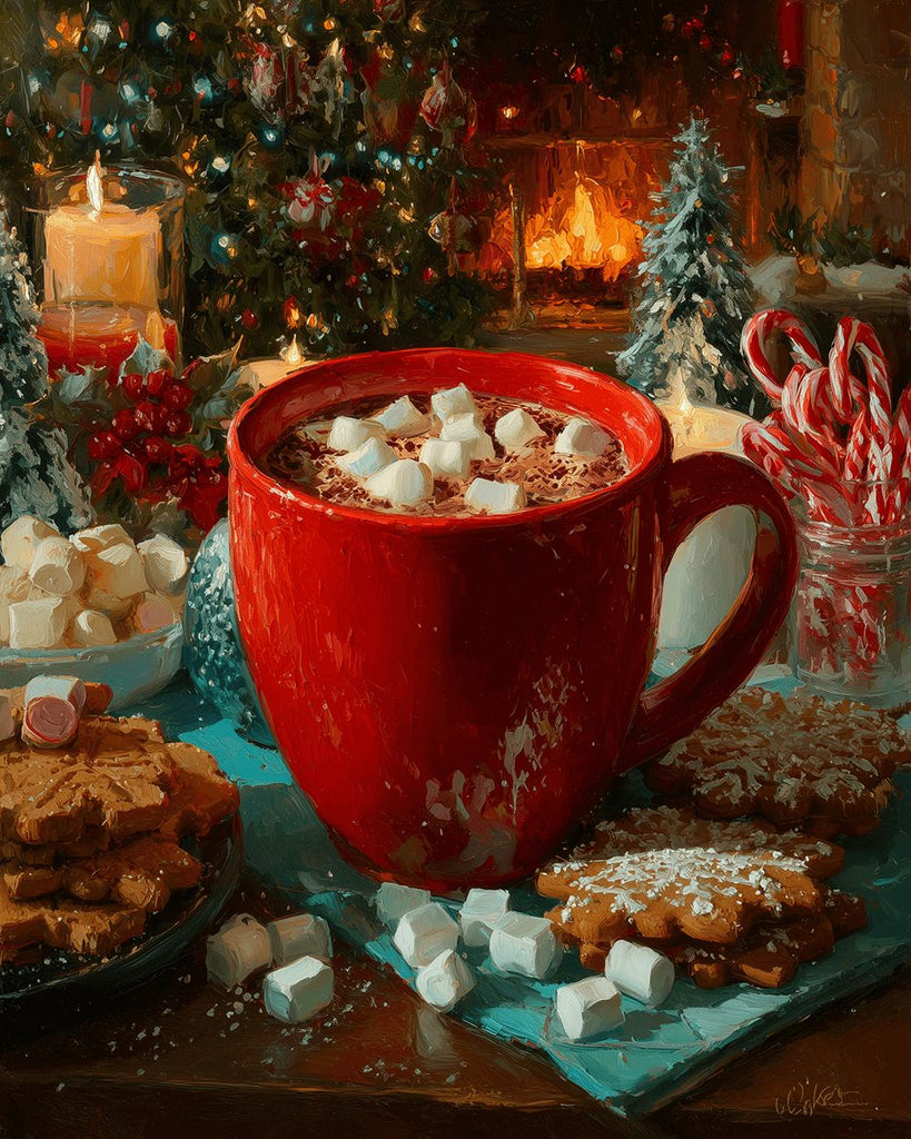 Café Navideño con Malvaviscos Pintar por Números