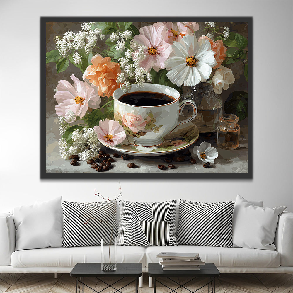 Café y Flores Pintar por Números