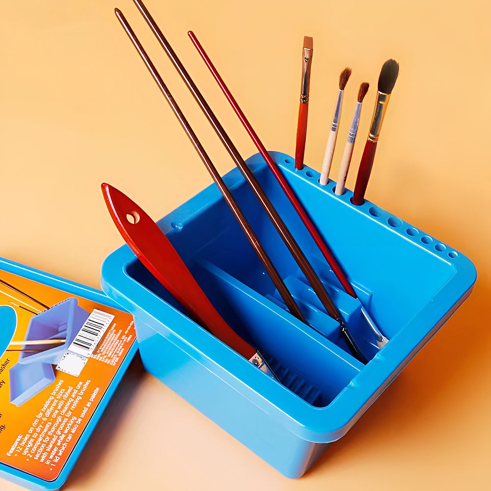 Caja de Limpieza de Pinceles y Soporte de Pinceles