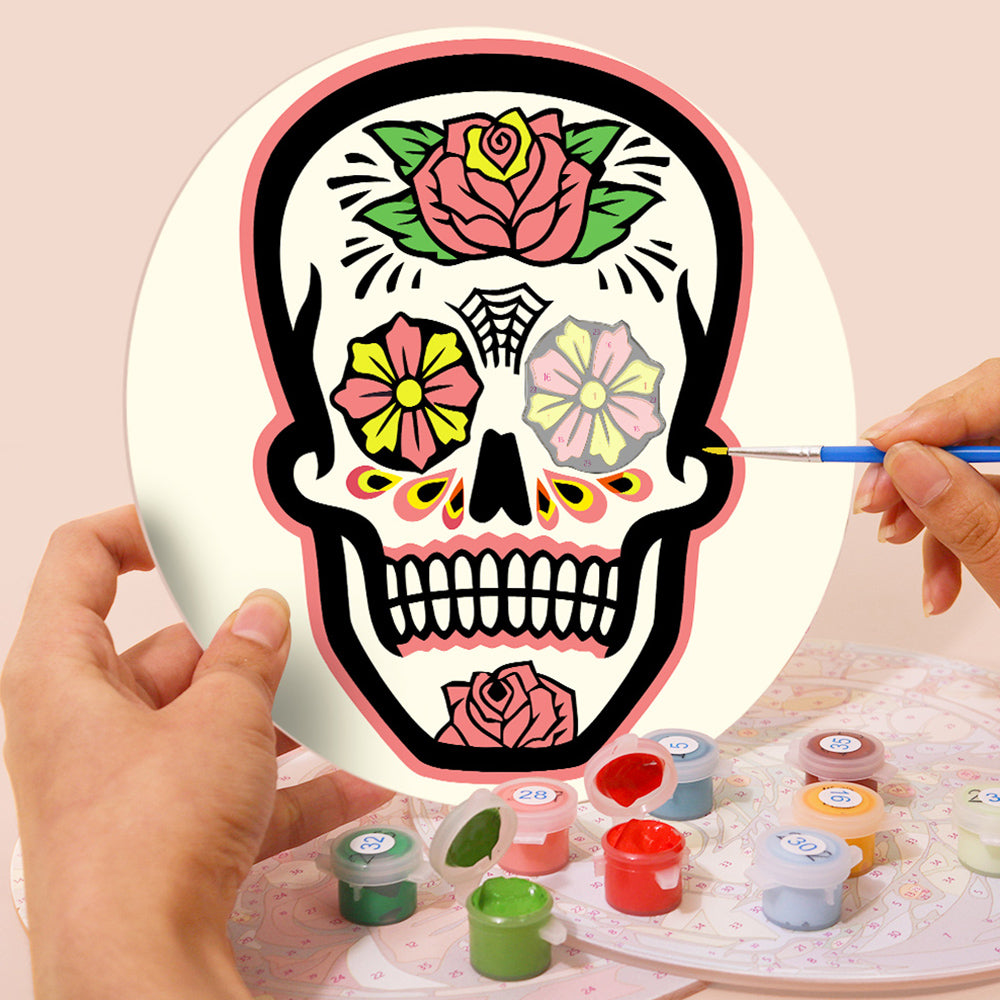 Calavera de Flores 6 Salvamanteles Pintar por Números