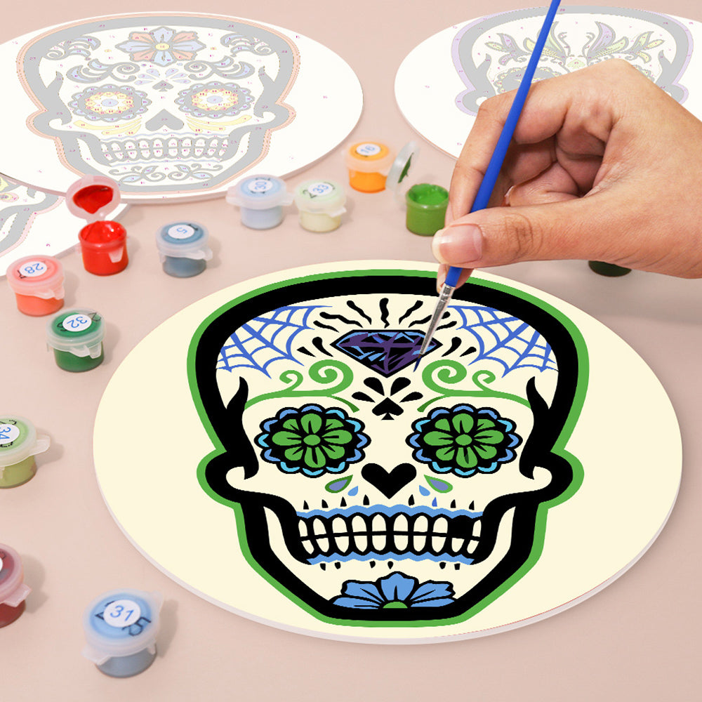 Calavera de Flores 6 Salvamanteles Pintar por Números