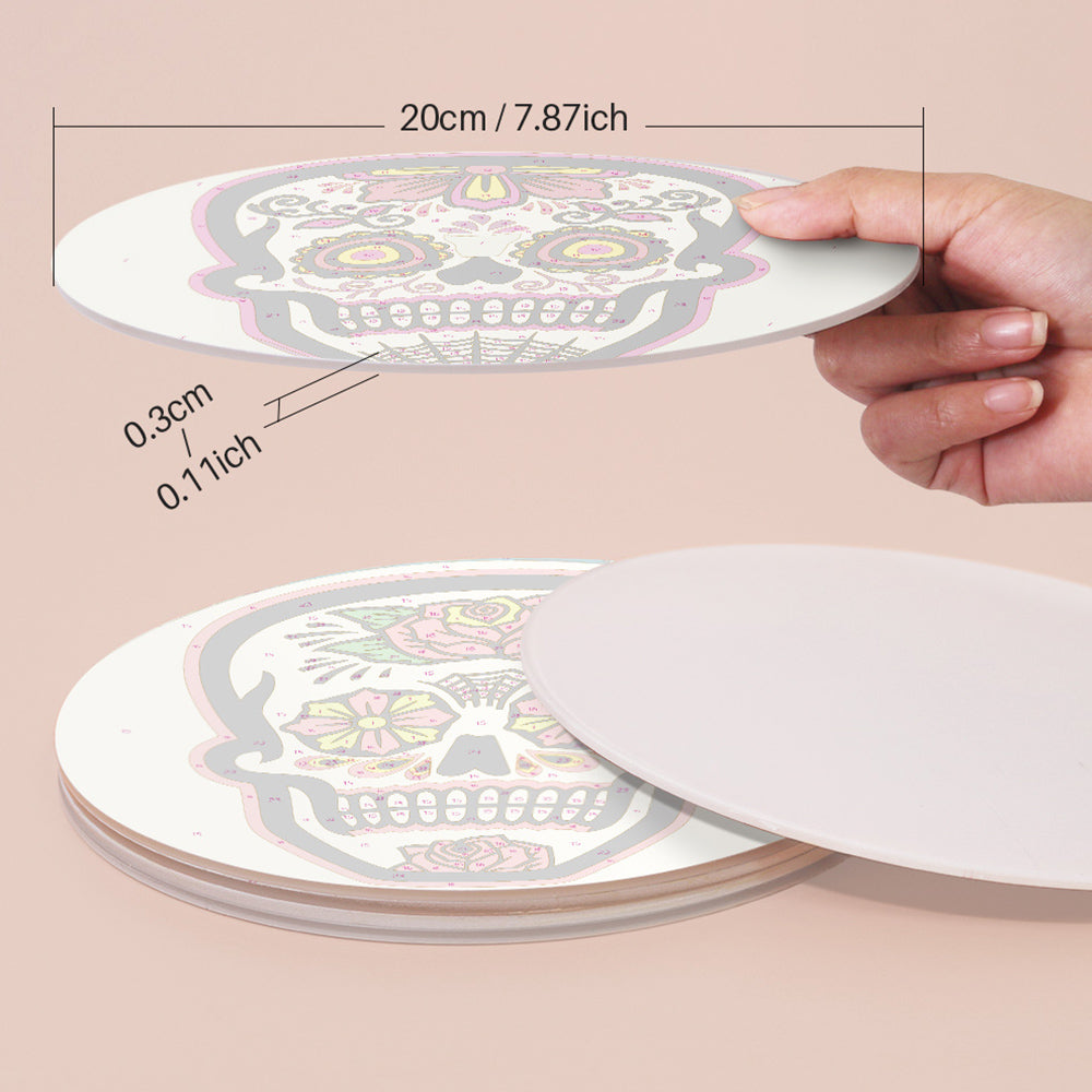 Calavera de Flores 6 Salvamanteles Pintar por Números