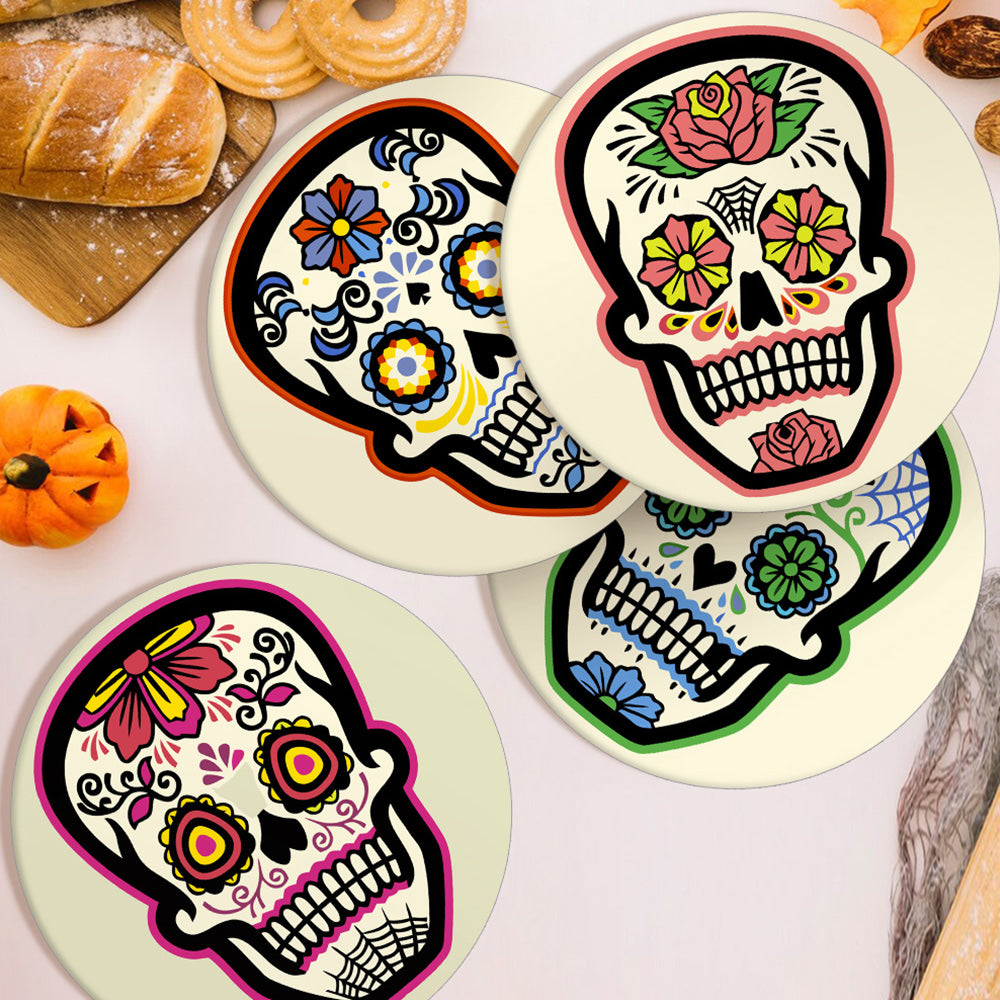 Calavera de Flores 6 Salvamanteles Pintar por Números