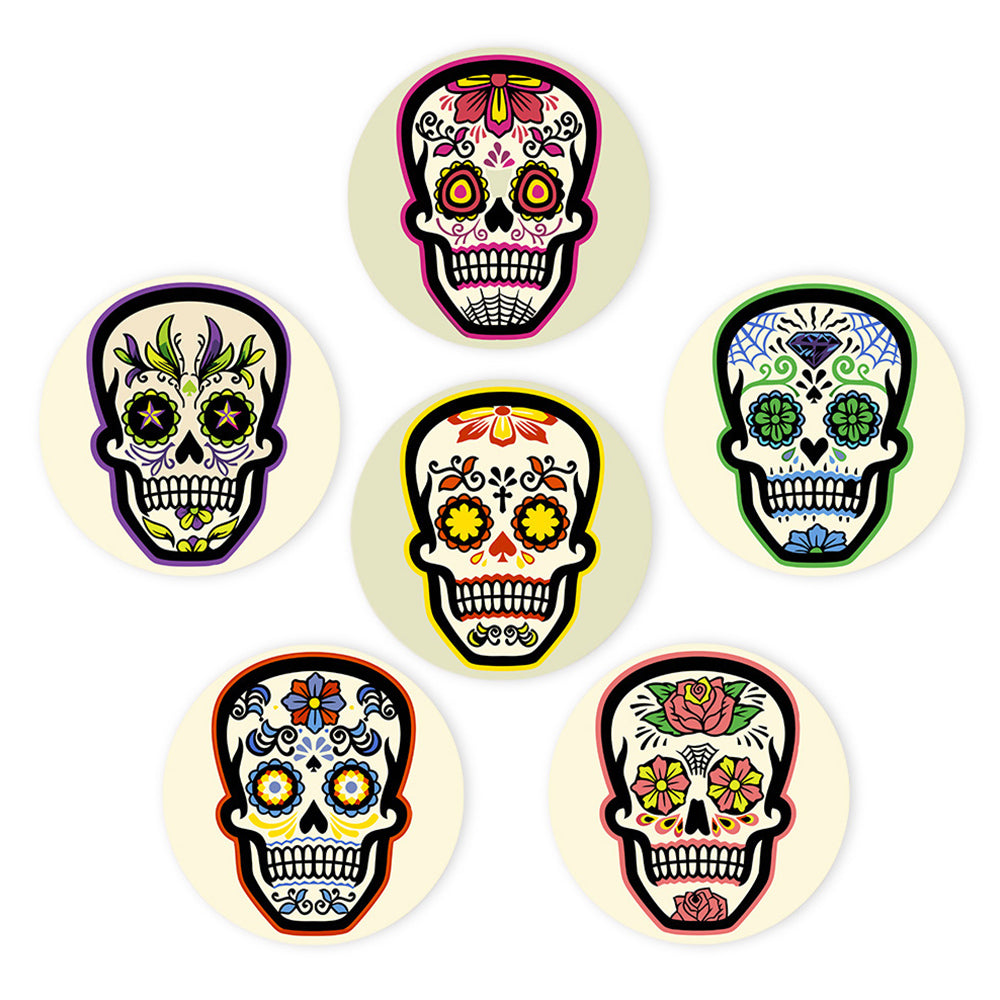 Calavera de Flores 6 Salvamanteles Pintar por Números