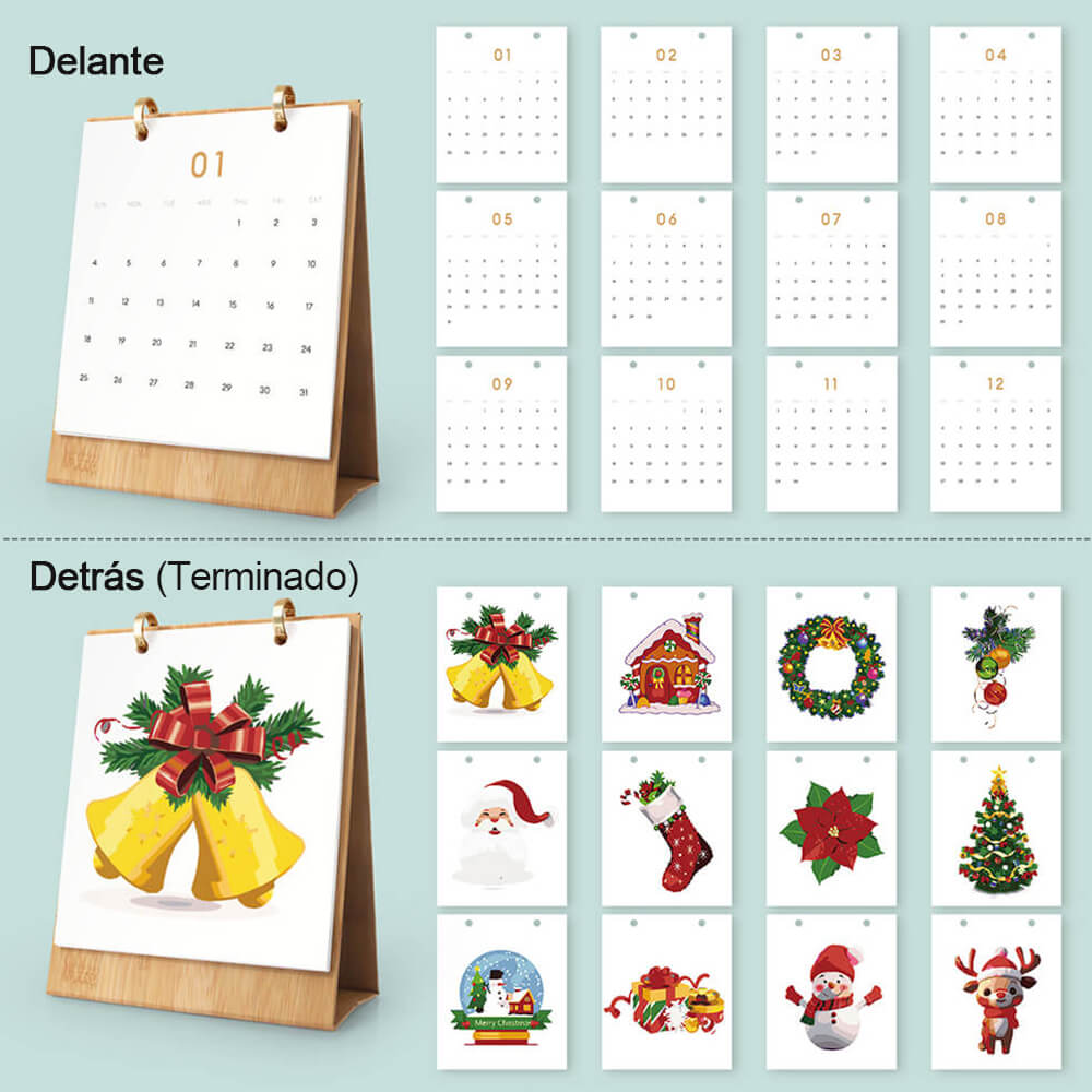 Calendario de Escritorio 2026 Pintar por Números | Ambiente Navideño