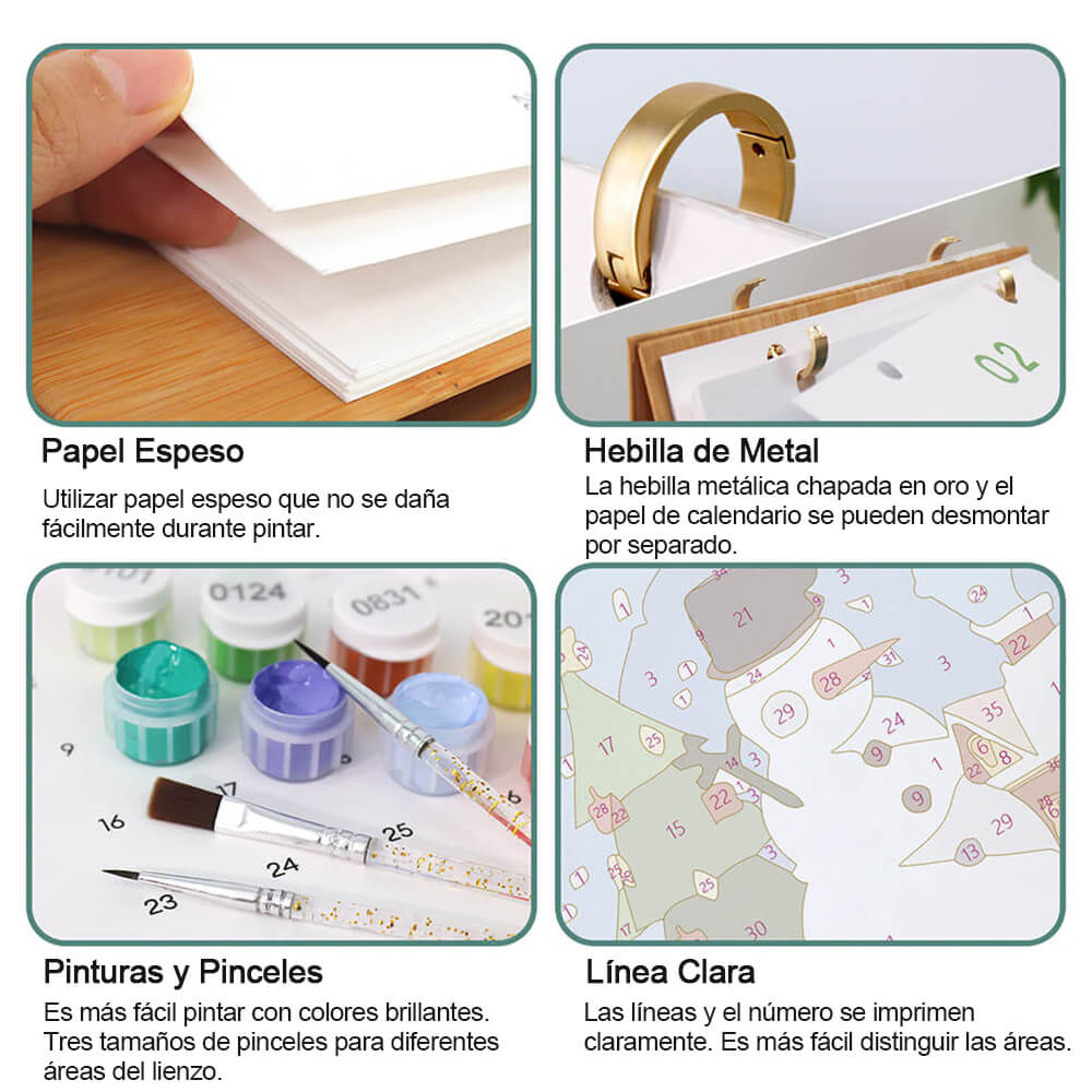 Calendario de Escritorio 2026 Pintar por Números | Ambiente Navideño