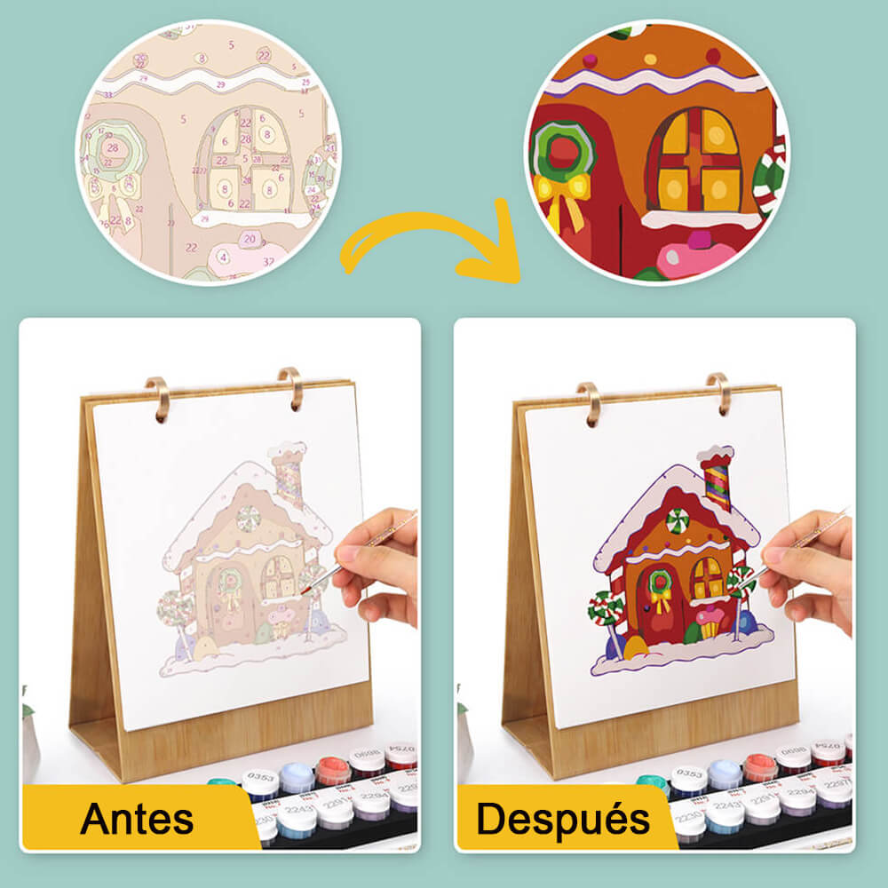 Calendario de Escritorio 2026 Pintar por Números | Ambiente Navideño