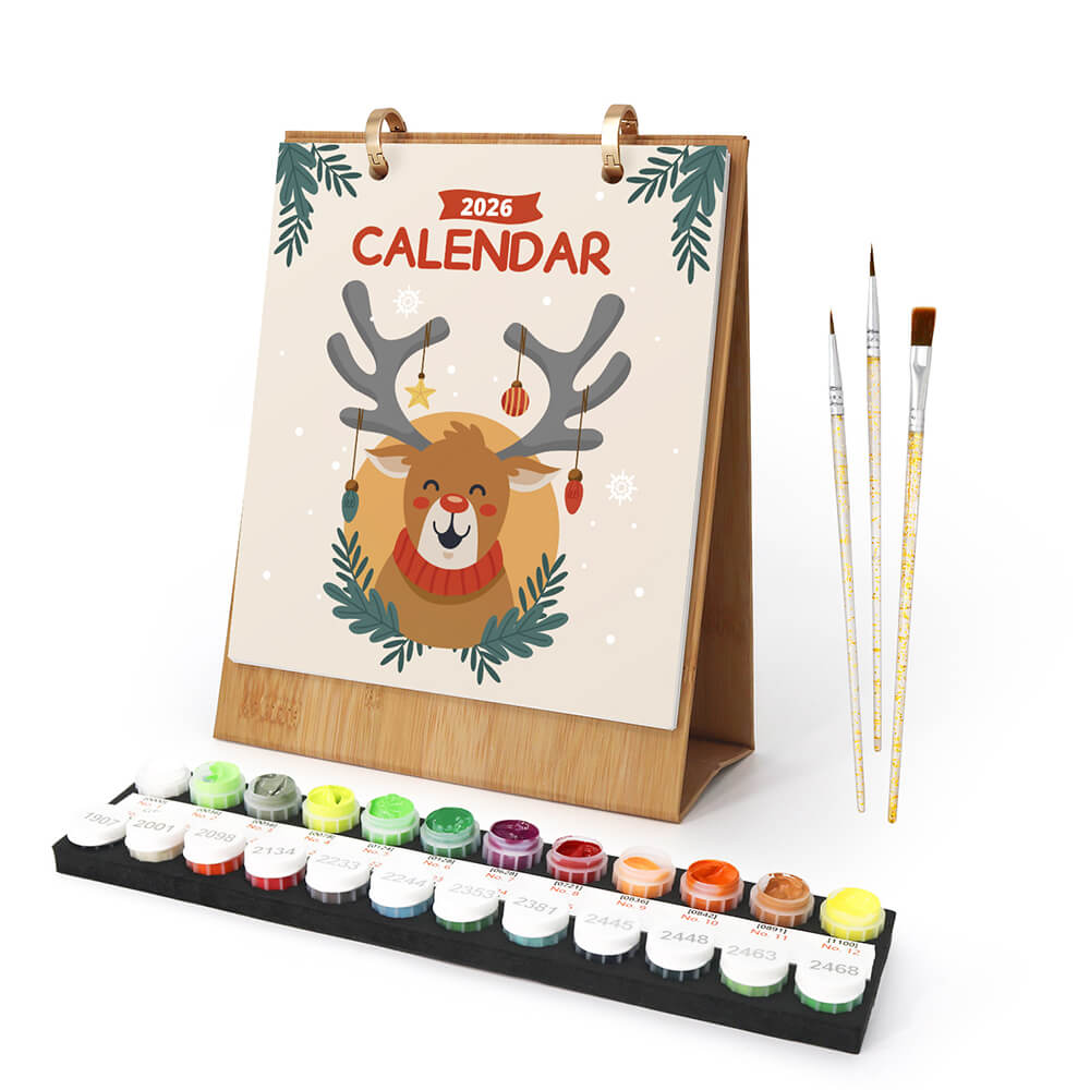 Calendario de Escritorio 2026 Pintar por Números | Ambiente Navideño