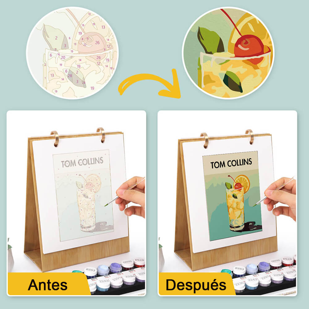 Calendario de Escritorio 2026 Pintar por Números | Cócteles de Lujo
