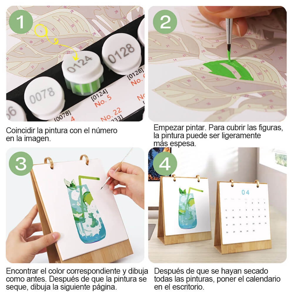 Calendario de Escritorio 2026 Pintar por Números | Cócteles Deliciosos