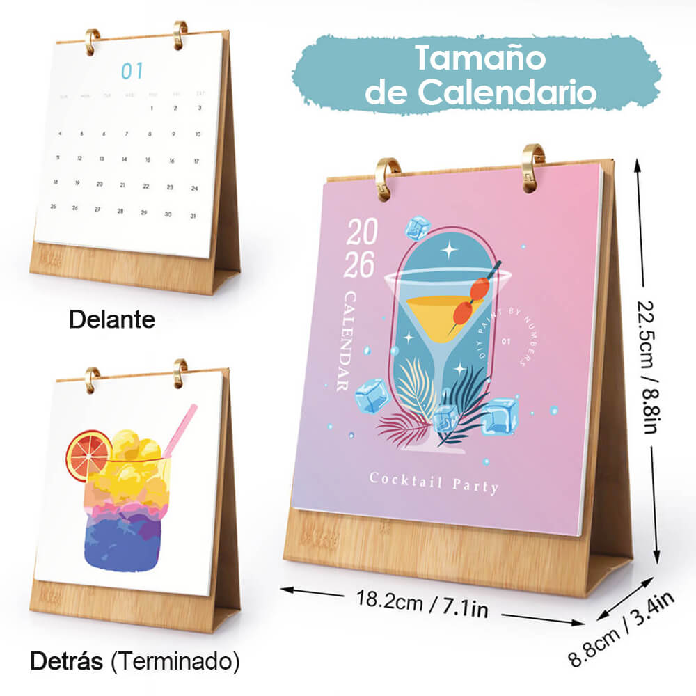 Calendario de Escritorio 2026 Pintar por Números | Cócteles Deliciosos