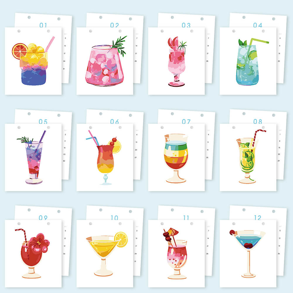 Calendario de Escritorio 2026 Pintar por Números | Cócteles Deliciosos