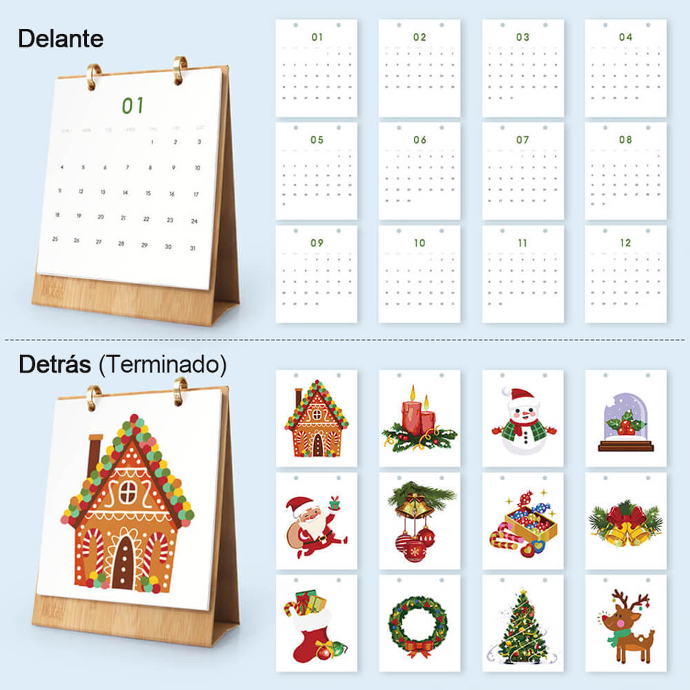 Calendario de Escritorio 2026 Pintar por Números | Decoraciones de Navidad