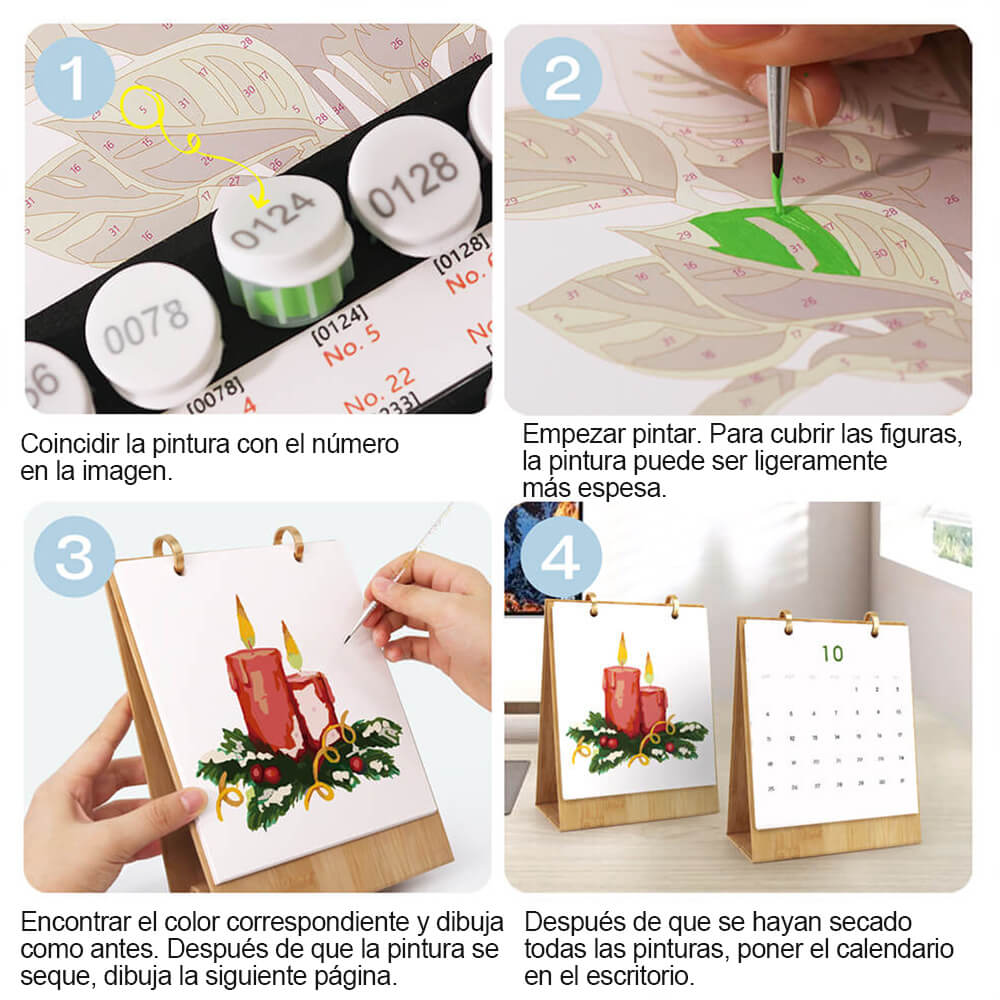 Calendario de Escritorio 2026 Pintar por Números | Decoraciones de Navidad