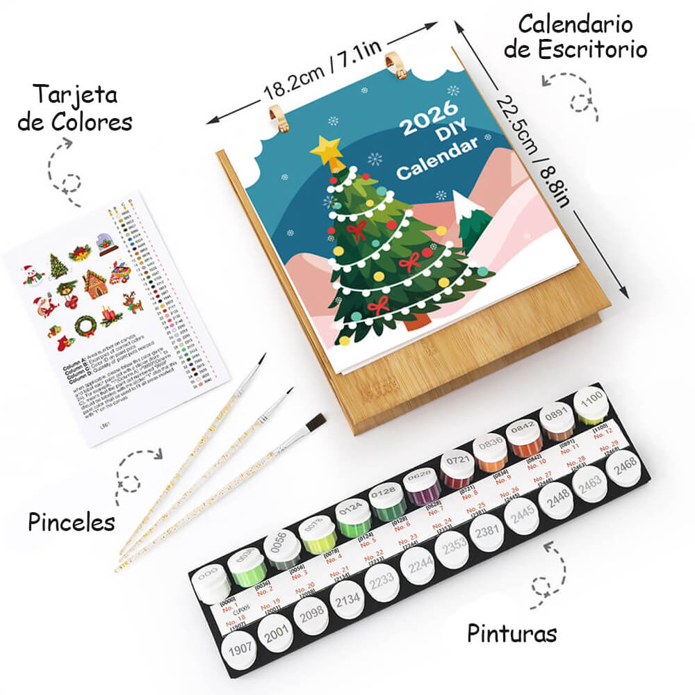 Calendario de Escritorio 2026 Pintar por Números | Decoraciones de Navidad