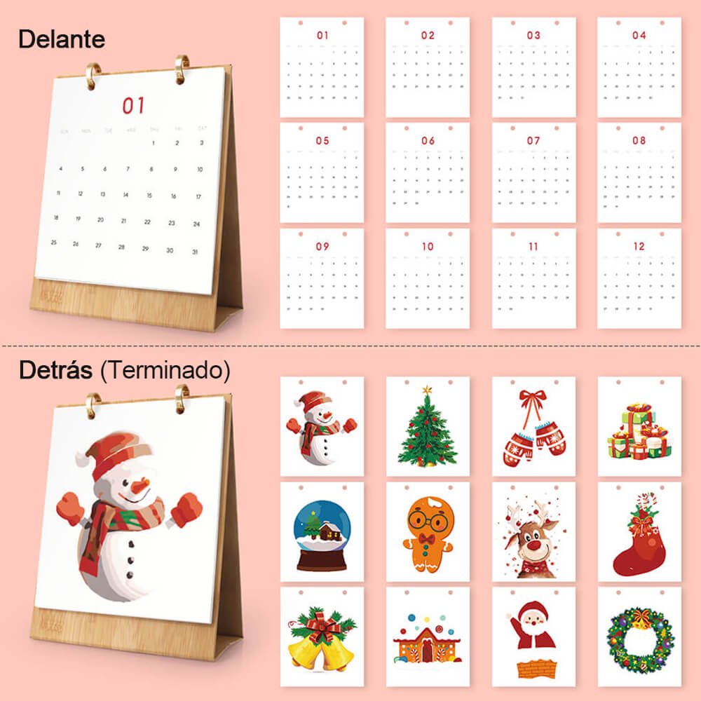 Calendario de Escritorio 2026 Pintar por Números | Feliz Navidad